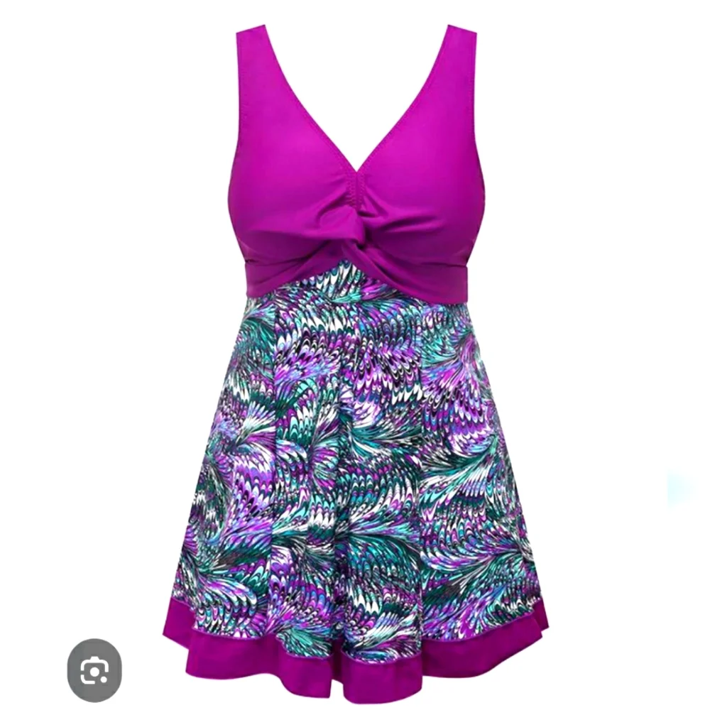 Size Medium new Purple swimdress swimsuit swim dress one piece - Picture 1 of 4